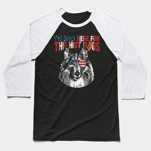 Collie Shirt Funny 4th of July Baseball T-Shirt by Madfido